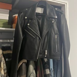 Black Cropped Leather Jacket